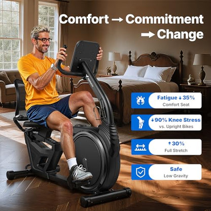 MERACH Recumbent Exercise Bikes for Home High-end - color: Commercial Black