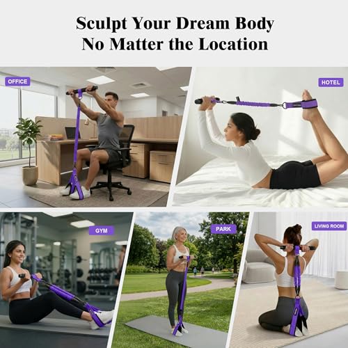 3-Tube Pedal Resistance Band w/Handles, 30/40LBS Sit Workout Gear - color: purple, size: 30lbs