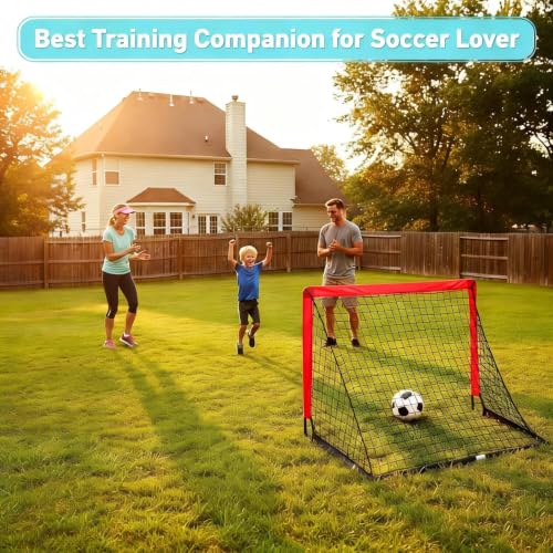 2 Set 4x3ft Soccer Goals for Backyard, Portable Foldable Pop Up Practice Soccer Net Training Equipment,Pop Up Soccer Nets with Carrying Bag & Ground Pegs, for Indoor, Outdoor, Backyard, Field, Court