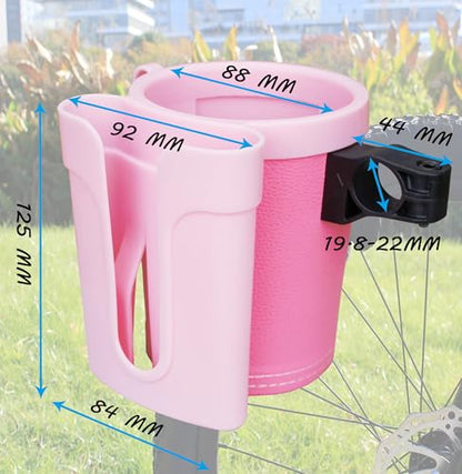 Bike Cup Holder with Phone & Key Storage, Universal Drink Bottle Mount for Adult Mountain Road E-Bikes & Adult Scooters, Double Pink - color: Pink, style: Bike Cup Holder