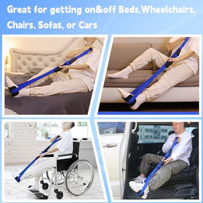 36 Inch Long Leg Lifter, Rigid Leg Lifter Strap With EVA Handgrips &Foot Loop, Leg Lifter After Hip Replacement&Knee Surgery Recovery Aids Kit,Leg Lifters Getting Legs In And Out Of Bed,Car,Wheelchair - color: Blue, size: 36 Inch