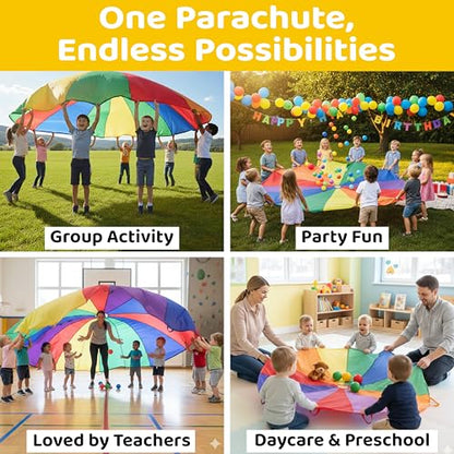 GSi Kids Rainbow Parachute 6 ft to 35 ft for School & Gym Class - size: 12 Feet