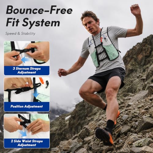Haimont 5L Trail Running Hydration Vest with Soft Flasks - color: Green, size: Large