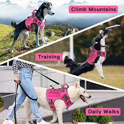 WINGOIN Pink Tactical Dog Harness for Small Dogs,No Pull Dog Harness - color: Pink, size: Small: 15-30 lbs (Chest:20-26",Neck:15-18")