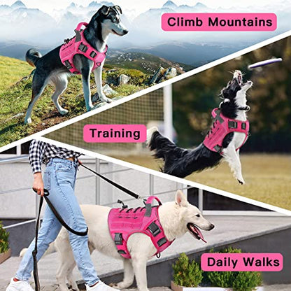 WINGOIN Pink Tactical Dog Harness for Small Dogs,No Pull Dog Harness - color: Pink, size: Small: 15-30 lbs (Chest:20-26",Neck:15-18")