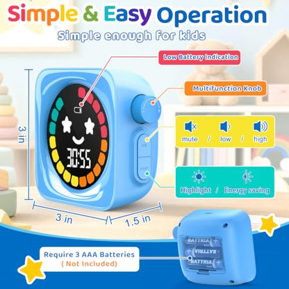 Visual Timer for Kids ADHD, 99-Mins Digital Countdown/Stopwatch Timer, Blue - color: Blue
