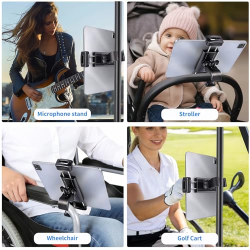 Tablet Holder Mount for Spin Bike,Phone iPad Holder Stand for Treadmill，Stationary Bicycle, Microphone Stand,Stroller, Gym,Tablet Clamp Fit for iPad Pro 12.9, Galaxy Tabs, iPhones,4.7-13”