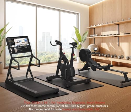 GymCope Treadmill Mat for Hardwood Floor Carpet 7'x3'/6'x3'/6'x2.5'/4'x2' - color: 84"x36"x6mm-black