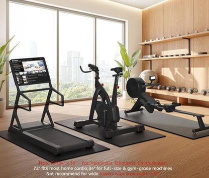 GymCope Treadmill Mat for Hardwood Floor Carpet 7'x3'/6'x3'/6'x2.5'/4'x2' - color: 84"x36"x6mm-black