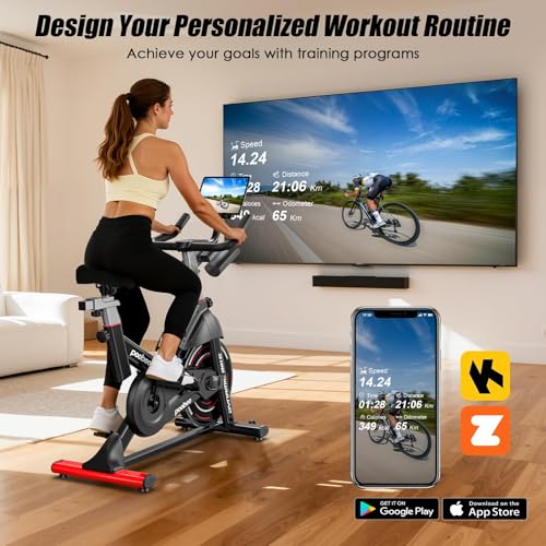 Exercise Bike,Stationary Bike for Home,Magnetic Indoor App Cycling Bike - color: Red Black 01