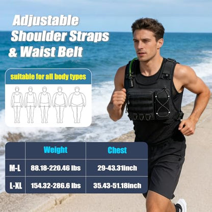 Running Vest with 2L Leakproof Water Bladder, Chest Pack for Hunting with Insulated Compartment for Men & Women Running, Cycling, Camping, Hiking, Skiing - size: Large-X-Large