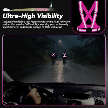 3PCS Reflective Vest Running Gear - color: Rose Red X3