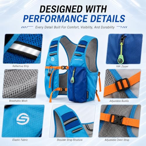 Cooling Hydration Vest with 2L BPA-Free Water Bladder, Running Vest with 3 Removable Cooling Packs, Lightweight Outdoor Pack for Hot Weather, Hiking, Cycling, Training - color: Blue