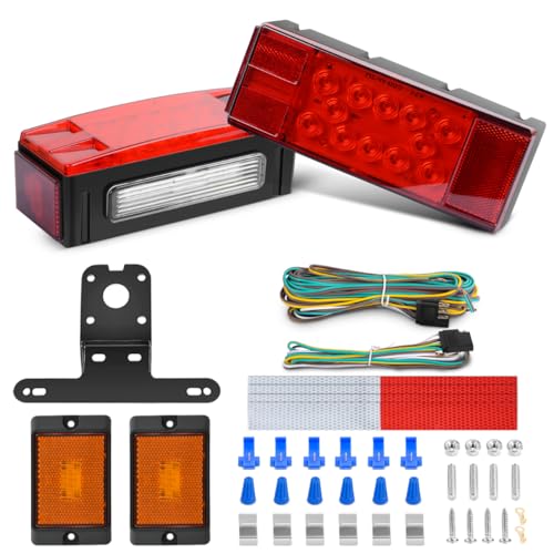 Nilight Rectangular Trailer Light Kit 2PCS Stop Turn Tail Lights - color: Red Trailer Light w/ Marker Lights