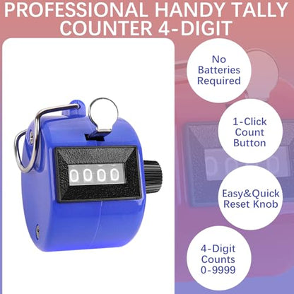 GDMINLO 2 Pack Clicker Counter, Metal 4 Digit Mechanical Hand Tally Counter