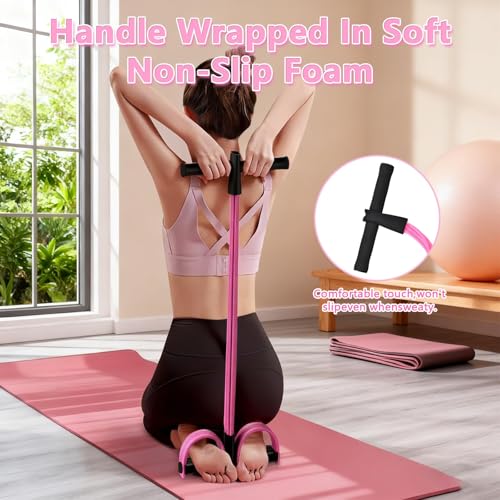 6-Tube Pedal Resistance Band for Women,Fixed High Resistance Foot Pedal Exerciser,Anti-Snap Home Gym Workout Equipment for Abdomen,Waist,Arm,Leg,Glutes,Full Body Toning & Strength Training - color: pink