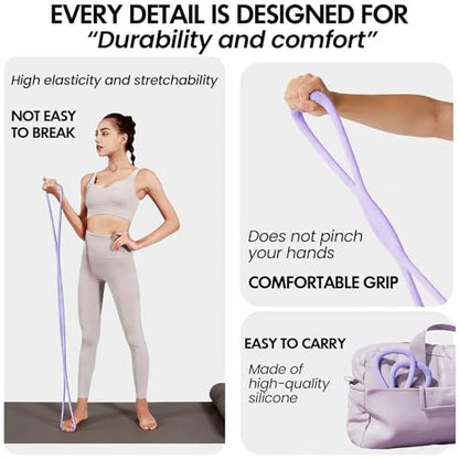 Figure 8 Resistance Band with Handles, for Home Gym,Yoga & Physical Therapy - color: 15lb Purple + 25lb Gray