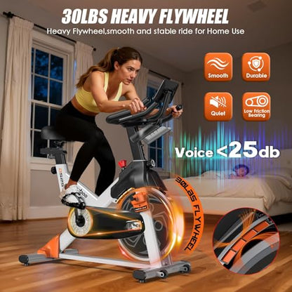 Exercise Bike,Stationary Bike for Home,Magnetic Indoor App Cycling Bike - color: Orange Silver 01