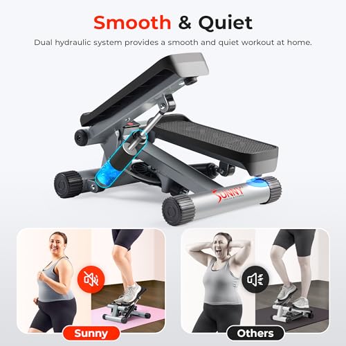 Sunny Health & Fitness Mini Stair Stepper w/Resistance Bands for Home Gym - color: Grey