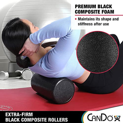 CanDo Black Composite High-Density Foam Rollers for Muscle Restoration Massage Therapy Sport Recovery and Physical Therapy 6" x 12" Round - size: 6" x 12", style: Round