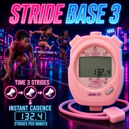 ULTRAK 495 Stopwatch – Pink Professional 100-Lap Digital Timer, Countdown Interval Tracker, Water-Resistant Sports Watch, Chronograph for Coaching & Training - color: Pink