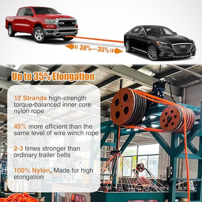 Nilight Kinetic Recovery Rope Kit with D-Ring Shackle Towing Strap - color: 1in x 30ft Rope+2Pcs Anti-Theft D-Ring Shackles