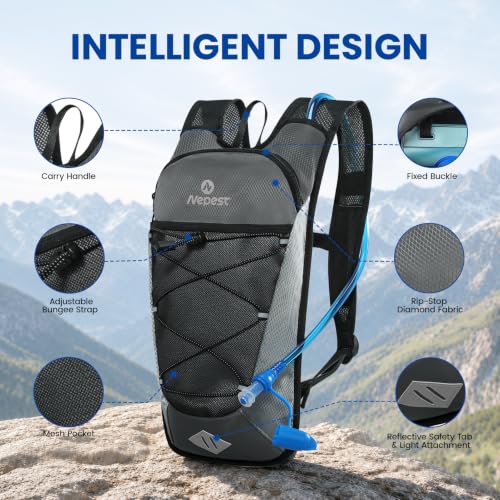Nepest Hydration Backpack with 2L Water Bladder Water Back Pack - color: Grey