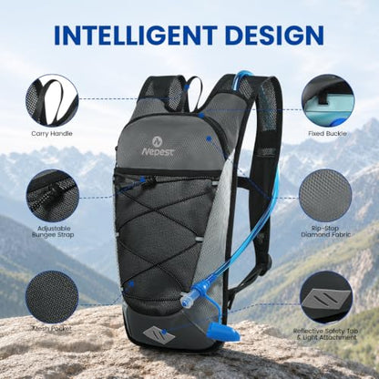 Nepest Hydration Backpack with 2L Water Bladder Water Back Pack - color: Grey