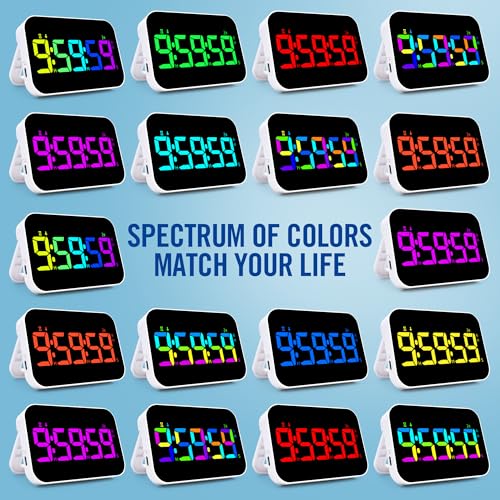 Kitchen Timer（1.5" Number）with Voice Reminder,10 RGB Color Changing Digital Magnetic Timer, Countdown/Up, Rechargeabilit, Brightness Display, 3 Volume Levels and Vibration Mode, for Classroom, Cooking - color: 5''rgb Charge+voice
