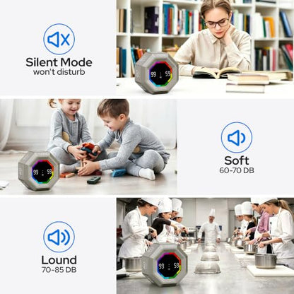 Visual Timer for Kids Kitchen Timer Pomodoro Magnetic Visual Countdown - color: Gray