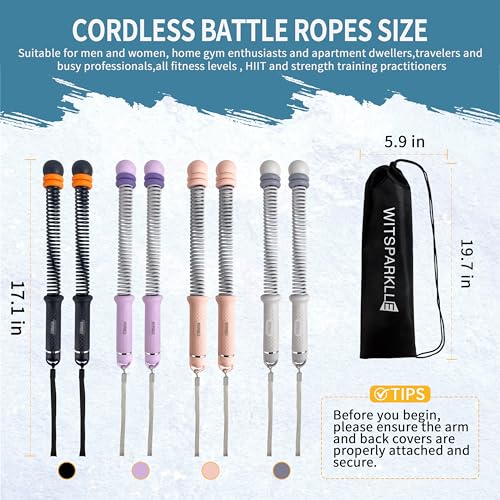 Portable Adjustable Ropeless Battle Ropes with Gray - color: Gray