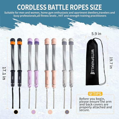 Portable Adjustable Ropeless Battle Ropes with Gray - color: Gray