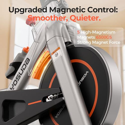 YOSUDA Exercise Bike, Magnetic Friction Stationary Bike with App Training - color: Black