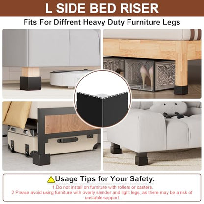Ezprotekt Metal Bed Risers 2 Inch Heavy Duty 4400 lbs Furniture Lifts 4pcs - color: Black, size: 2inch