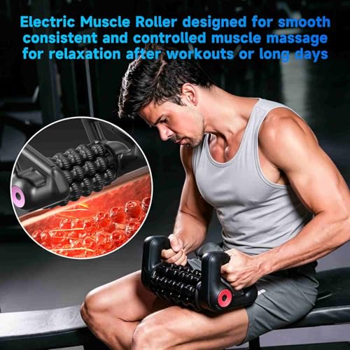 Electric Rolling Percussive Massager for Post-Exercise Muscle Relaxation, Deep Tissue Massager for Legs, Calves, Glutes, Back, Arms & Feet, Handheld Cordless Rolling Tool, 5-Speed Fitness Relaxation