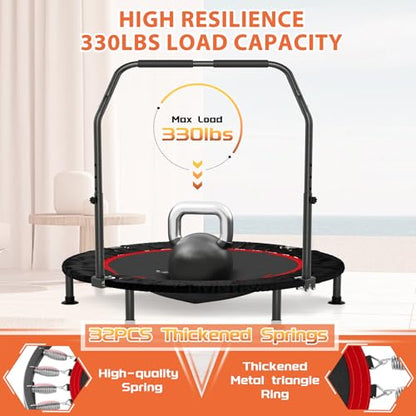 K KENSONE 40" Mini Spring Rebounder Trampoline for Adults Resistance Band - size: 40"(Purple Resistance Band), style: With Bar