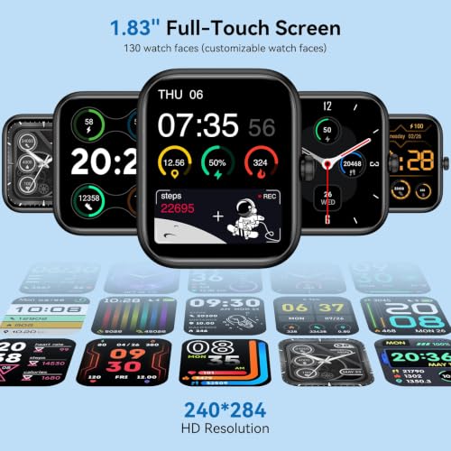 Smart Watch with Alexa Built-in 2026 Fitness Tracker 1.83" HD Bluetooth Calls and Notifications Heart Rate Sleep Monitor Fitness Watch IP68 Waterproof with 120+ Sport Modes for iPhone Android (Black) - color: Black