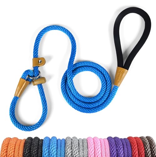 lynxking Dog Leash Slip Lead, Braided Padded Loop Leash 5ft 6ft 8ft - color: Blue