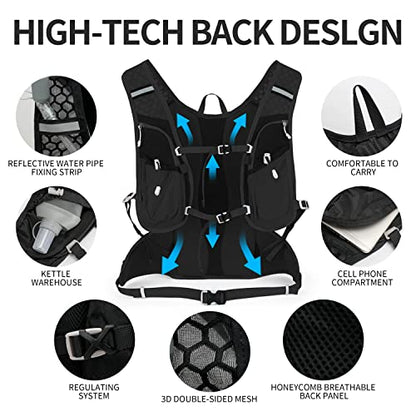 IX INOXTO Hydration Pack Backpack, Lightweight Water Backpack with 2L Hydration Bladder Daypack for Men Women,Running Hydration Vest for Trail Running Hiking Cycling Race Climbing - color: All black - 2L