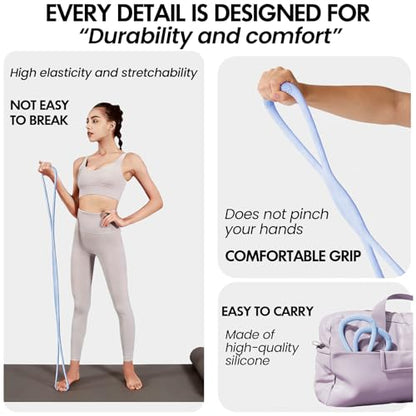 Figure 8 Resistance Band with Handles, for Home Gym,Yoga & Physical Therapy - color: 15lb Purple + 25lb Blue