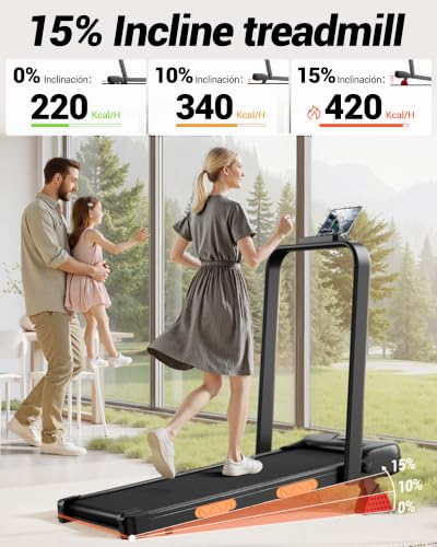 15% Incline Walking Pad Treadmill, Under Desk Treadmills for Home