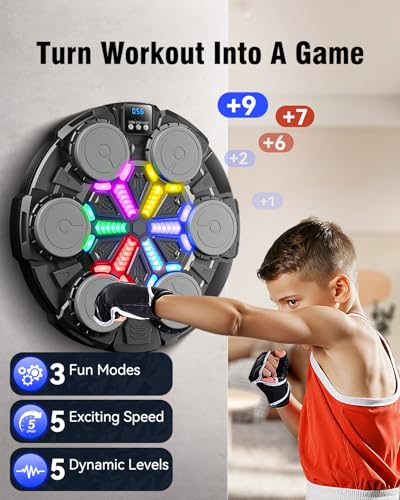 Music Punching Machine, Boxing Trainer with Rhythm Lights - color: Black