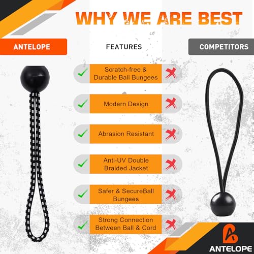 A ANTELOPE 25-Pack 6" (Black & White) Heavy Duty Ball Bungee Cords - size: 6 Inch