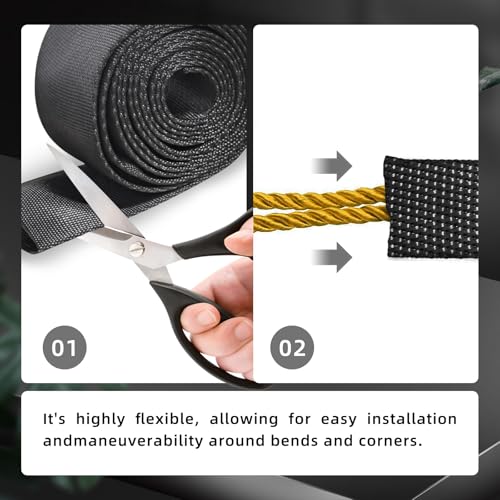 Flylin Universal Winch Rope Protector Winch Cable Cover 5cm/1.97in Width,2m - color: 5cm x 2m
