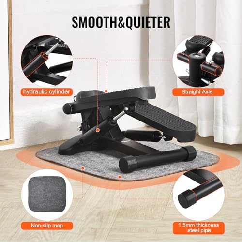 VEVOR Stair Stepper, Mini Stepper for Exercise at Home, Hydraulic Fitness Stepper with Resistance Bands, Full Body Workout Cardio Equipment, Stair Climber - style: Stair Stepper