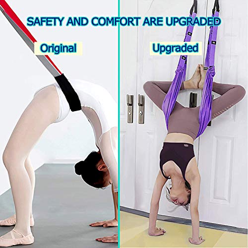 Yoga Stretching Strap, Adjustable Height Leg Stretcher Waist Back Stretch Band Aerial Yoga, Anti-gravity Inversion Exercises Door Flexibility Tensile Trainer for Rehab Pilates Dance Splits (Green)
