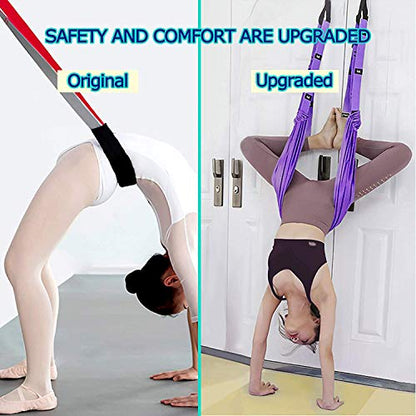 Yoga Stretching Strap, Adjustable Height Leg Stretcher Waist Back Stretch Band Aerial Yoga, Anti-gravity Inversion Exercises Door Flexibility Tensile Trainer for Rehab Pilates Dance Splits (Green)