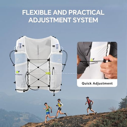 N NEVO RHINO Running Hydration Vest with 2 TPU 500ml Soft Flask - color: white, size: Medium