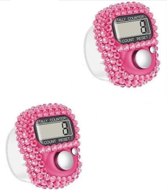 2Pcs Pink Electronic Finger Tally Counter Clicker Counter,Convenient Portable Digital Display Tally Counter, Digital Tally Counter with LCD Display, Portable Hand Counter for Sports, Golf, Counting