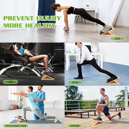 Calf Stretcher Slant Board，Wooden Portable Incline Board and Calf Stretcher, Stretch Board for Stretching Tight Calves or Plantar Fasciitis, Strength Training Equipment Leg Exercise Machines